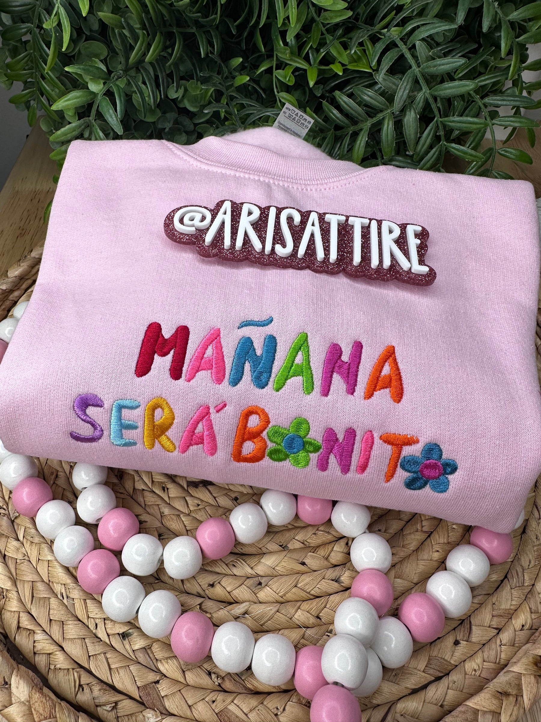 Mañana será bonito crew neck,Karolg,bichota, embroidery gifts for everyone