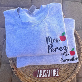 Personalized Teacher Sweatshirt: Embroidered Apple, End of Year Gift
