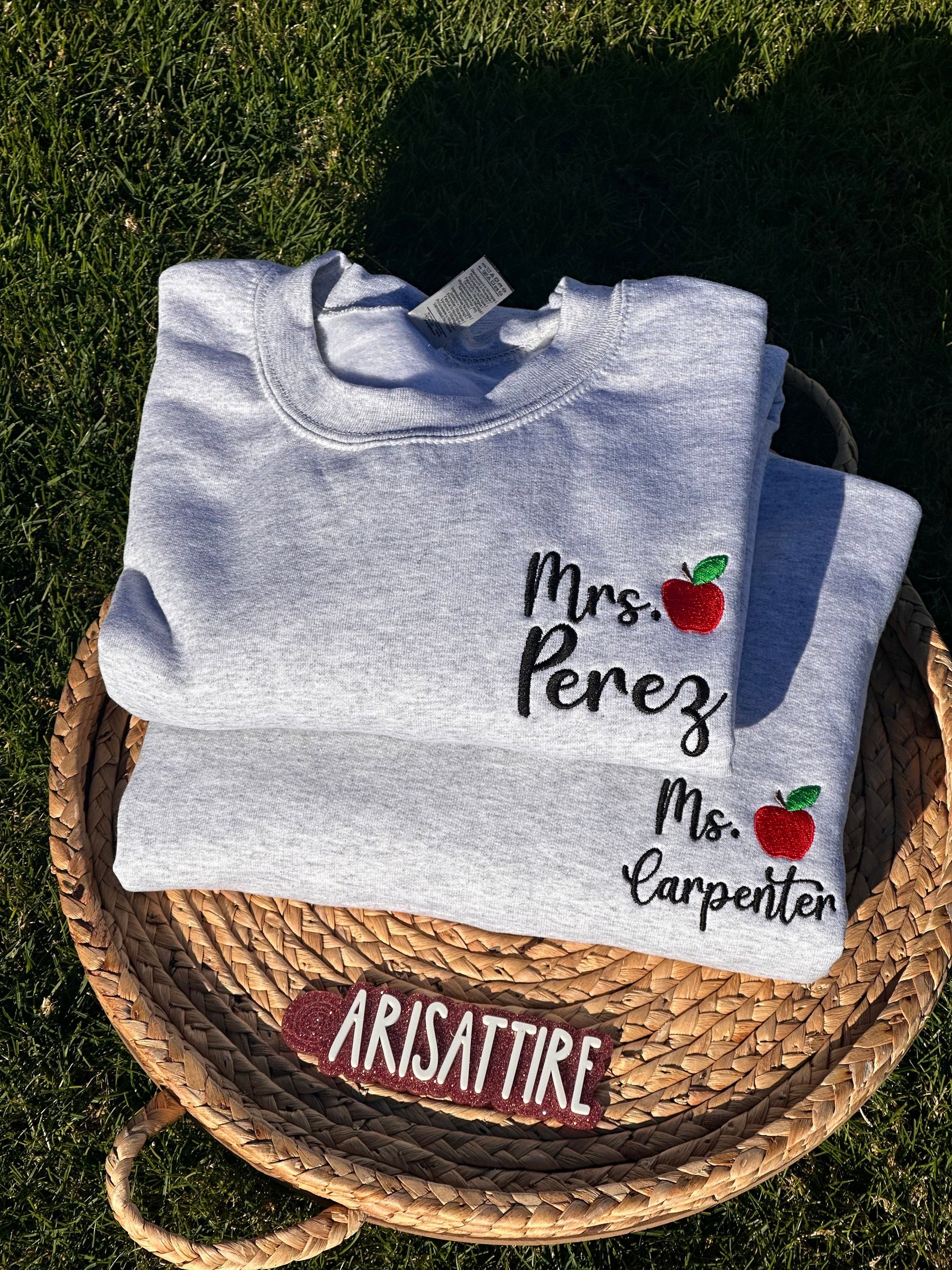 Personalized Teacher Sweatshirt: Embroidered Apple, End of Year Gift