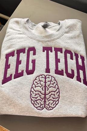 Embroidered EEG Tech Sweatshirt: Brain Waves Neurodiagnostic Design