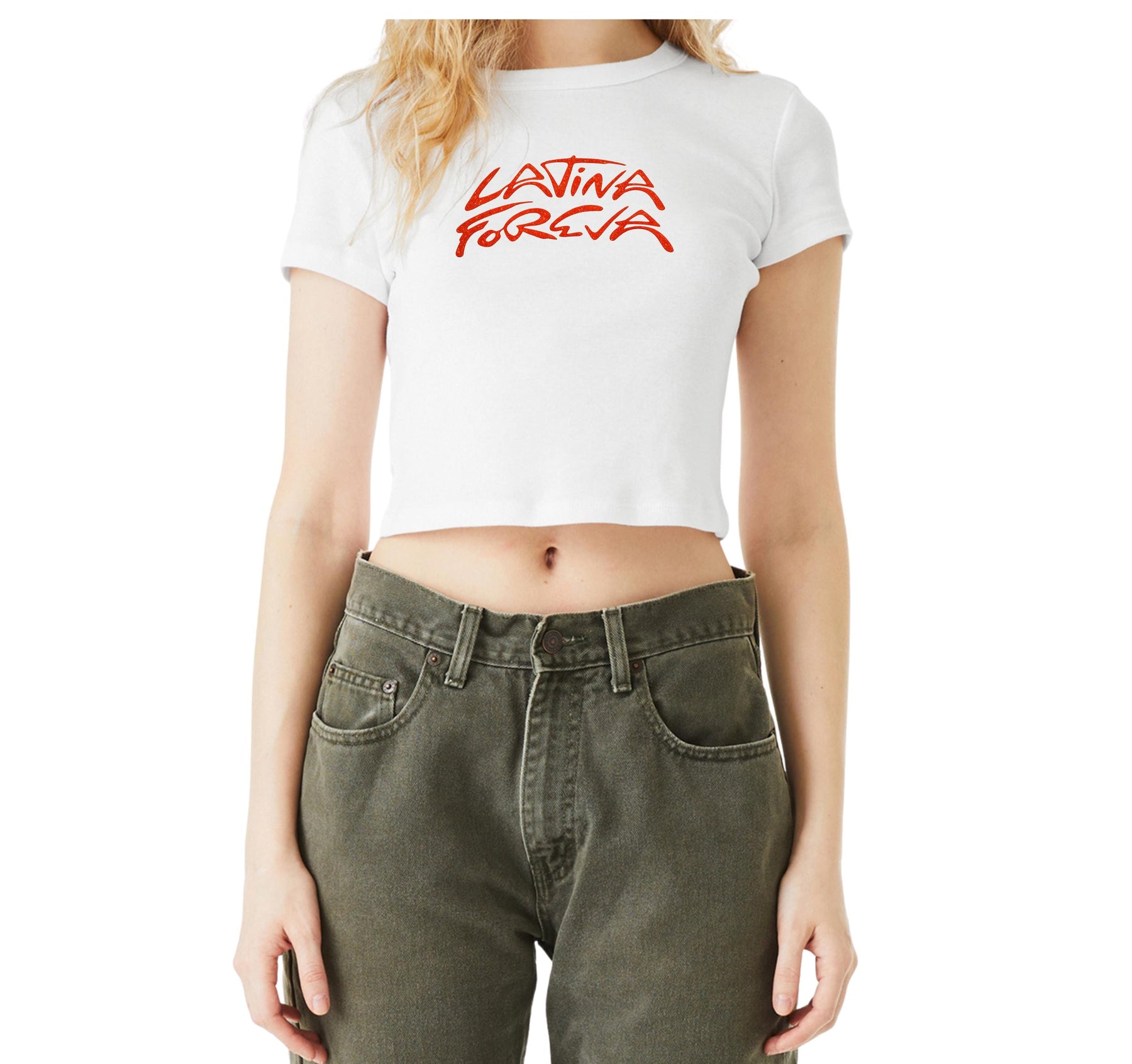 Latina Foreva Glitter Baby Tee| Tropicoqueta merch | Concert outfits| karol g merch| bella canvas crop top